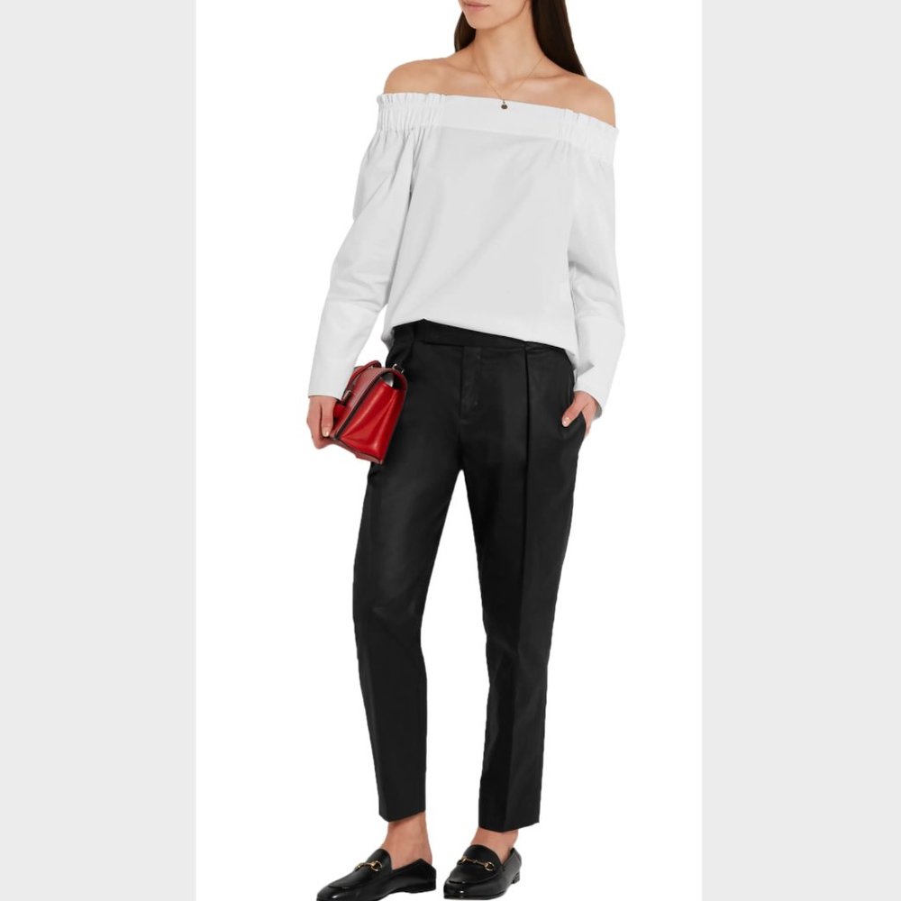 NWT Tod's Off-the-shoulder cotton-poplin top Large